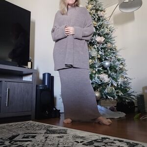 SHEIN Brown Knit Skirt Set